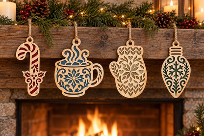 Christmas Laser Cut SVG Bundle | Candy Cane Cocoa Mitten