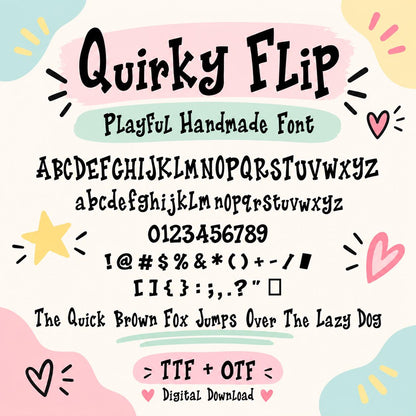 Quirky Step Font TTF OTF | Playful Hand-Drawn Cricut Font