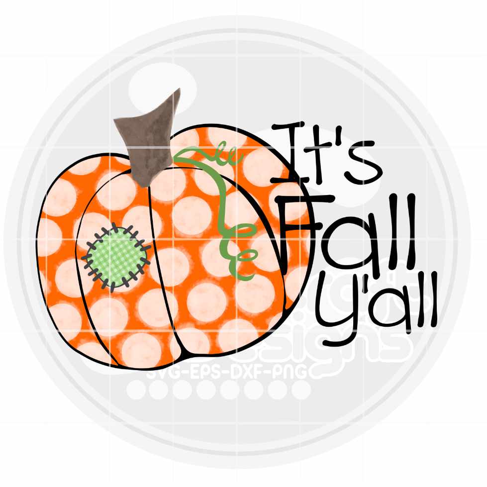 Polka Dot Pumpkin Png| It's Fall Ya'll Thanksgiving Png Sublimation File