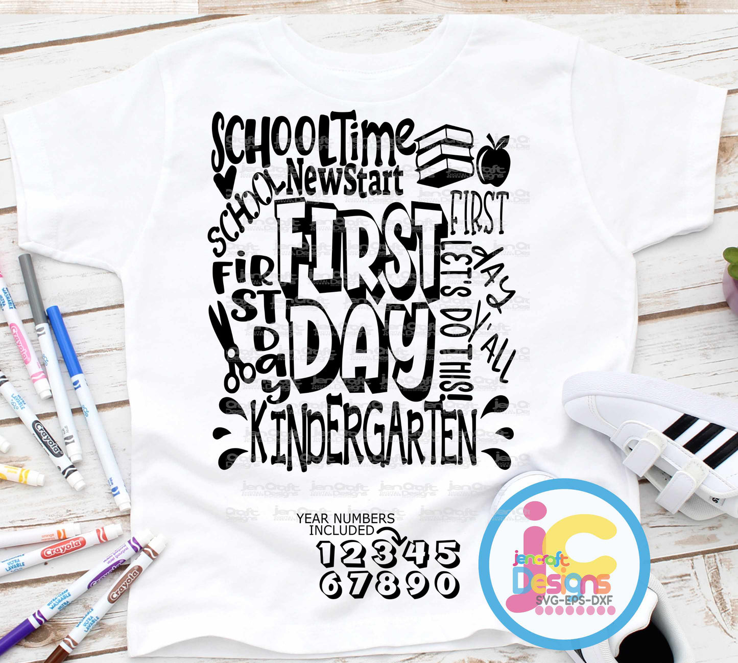 First Day of School svg, Kindergarten Typography SVG EPS DXF PNG