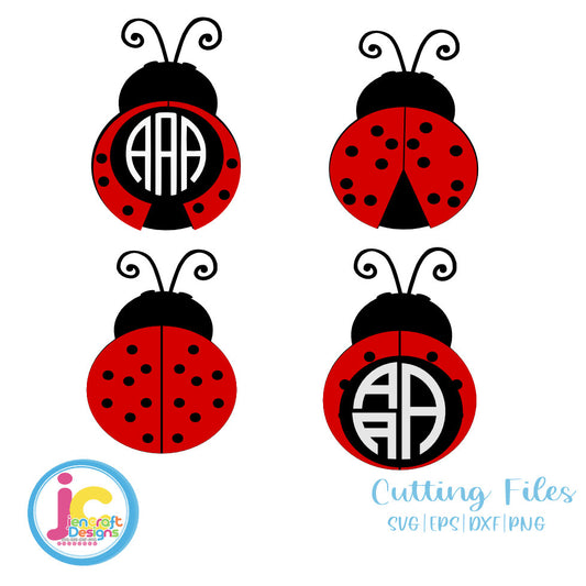 Summer Svg | Lady Bug Monogram Frame SVG EPS DXF PNG Bundle