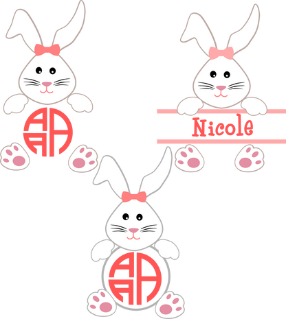 Easter Svg |  Girl Bunny Monogram Frame SVG EPS DXF PNG Bundle