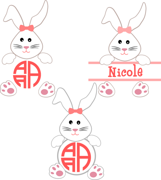 Easter Svg |  Girl Bunny Monogram Frame SVG EPS DXF PNG Bundle