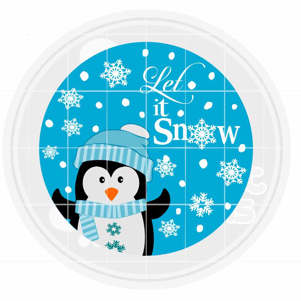 Round Porch Sign SVG | Let it Snow Penguin SVG EPS DXF PNG