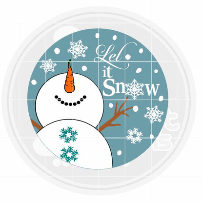 Round Porch Sign SVG | Let it Snow Snowman SVG EPS DXF PNG