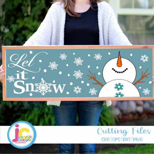 Horizontal Porch Sign SVG | Let it Snow Snowman SVG EPS DXF PNG