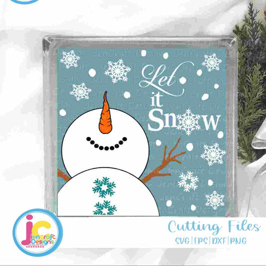 Square Porch Sign SVG | Let it Snow Snowmann SVG EPS DXF PNG