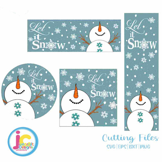 Porch Sign SVG Snowman | Let it Snow Sign SVG DXF PNG EPS Bundle