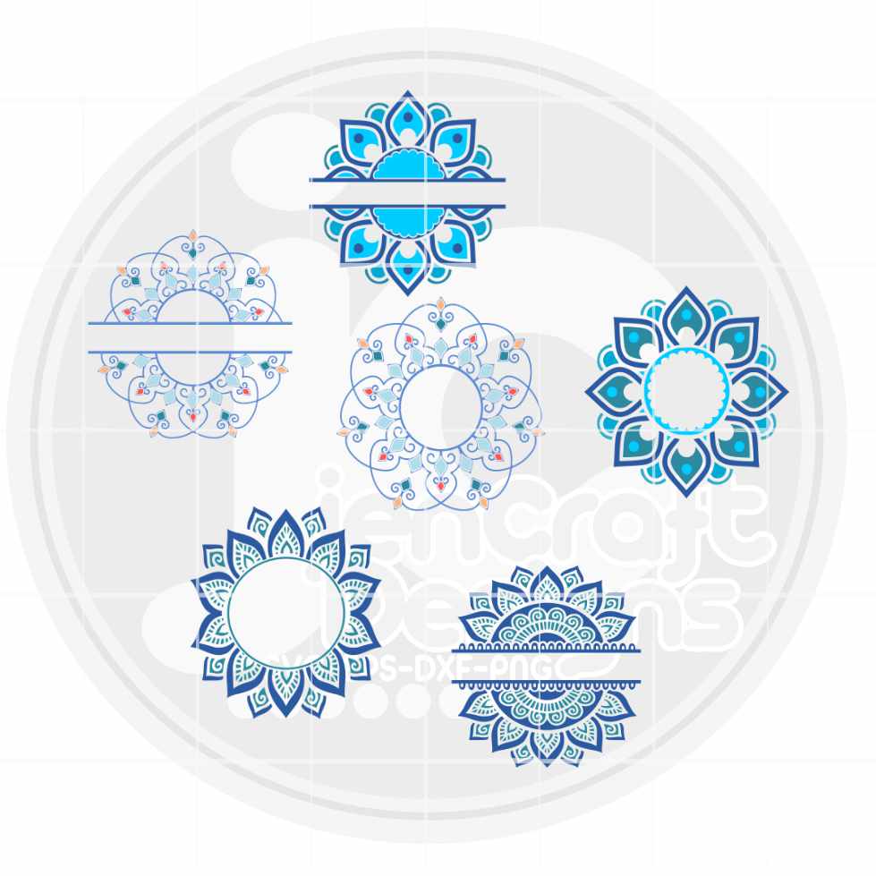 Mandala Svg | Boho Monogram Frame SVG EPS DXF PNG Bundle
