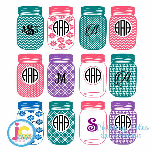 Mason Jar SVG | Monogram Frames SVG EPS DXF PNG