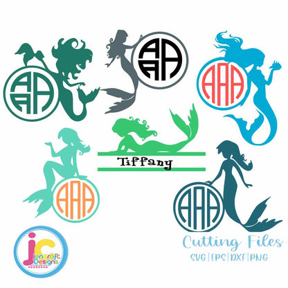 Mermaid Svg | Monogram Frame SVG DXF PNG EPS Bundle