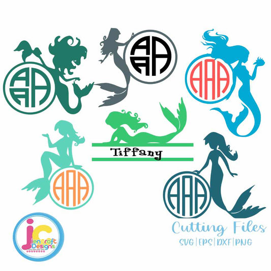 Mermaid Svg | Monogram Frame SVG DXF PNG EPS Bundle