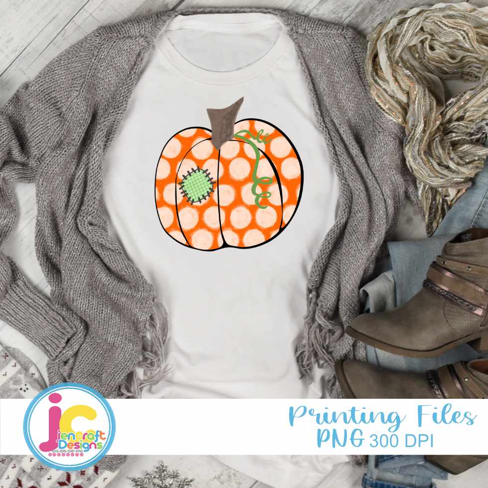 Polka Dot Pumpkin, Thanksgiving Png Sublimation File