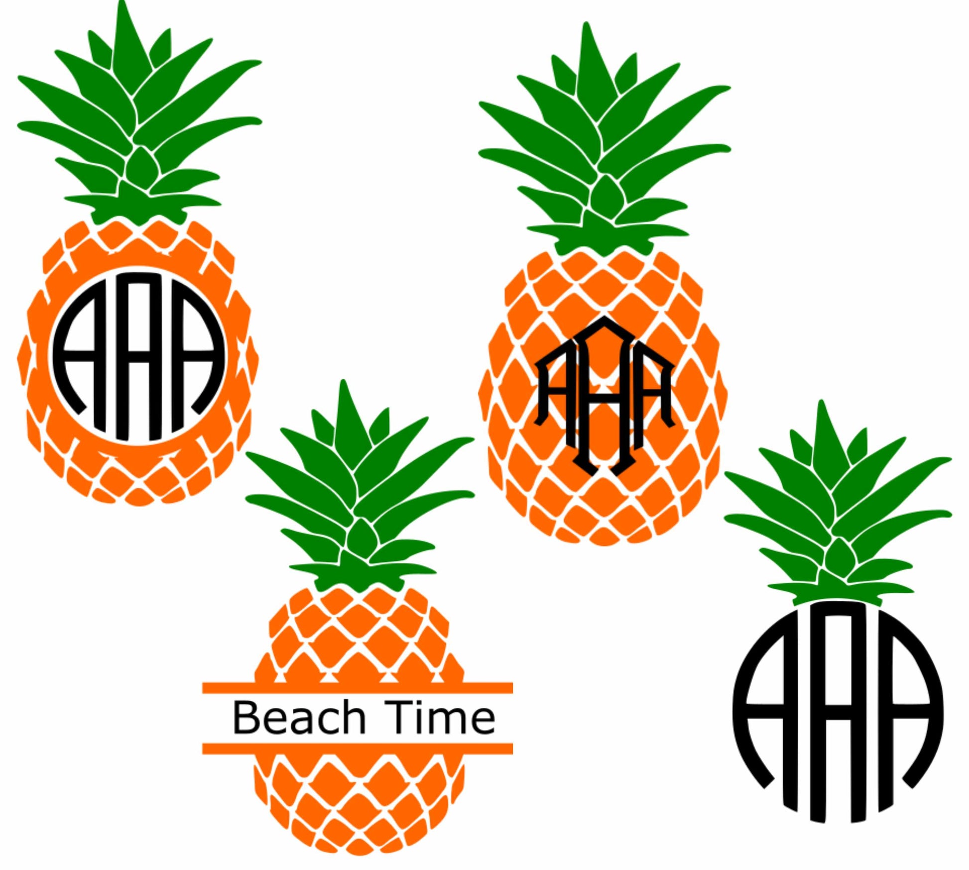 Pineapple Monogram Frame Svg Bundle