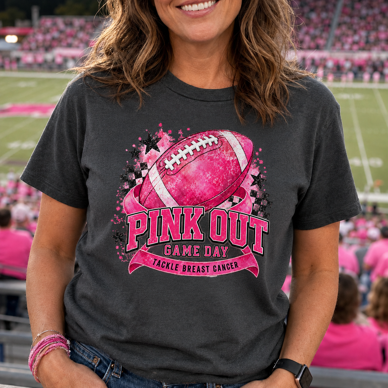 Pink Out Football PNG | Breast Cancer Awareness Sublimation