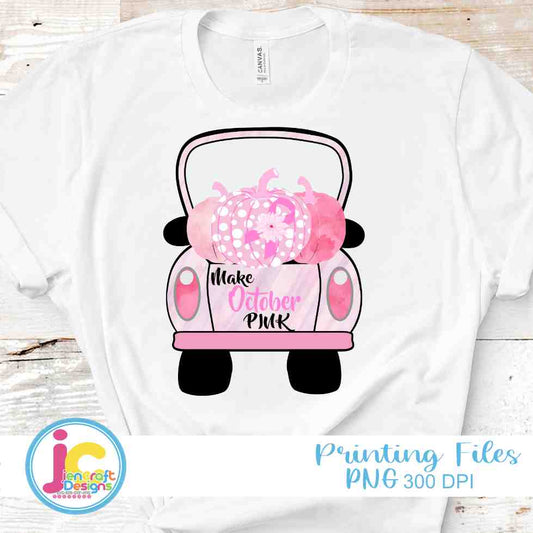 Breast Cancer Awareness Png | Pink Pumpkin Truck PNG Sublimation File