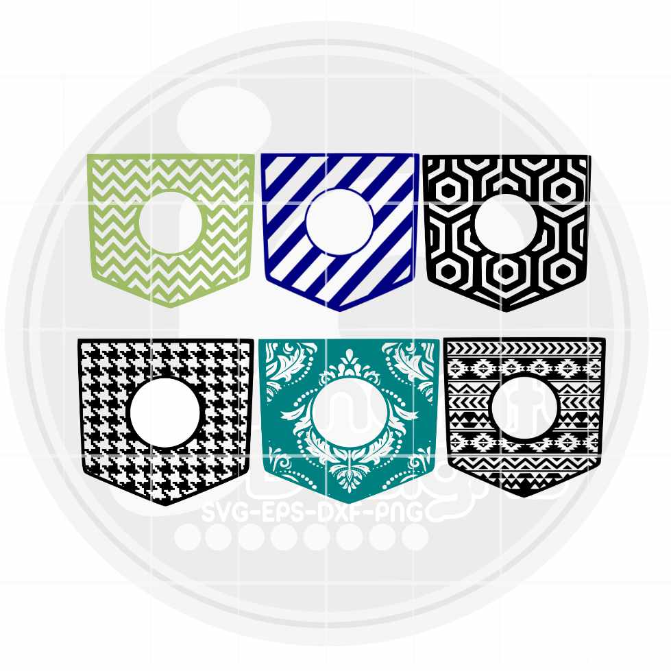 Pocket svg | Shirt Monogram Frame SVG EPS DXF PNG Bundle