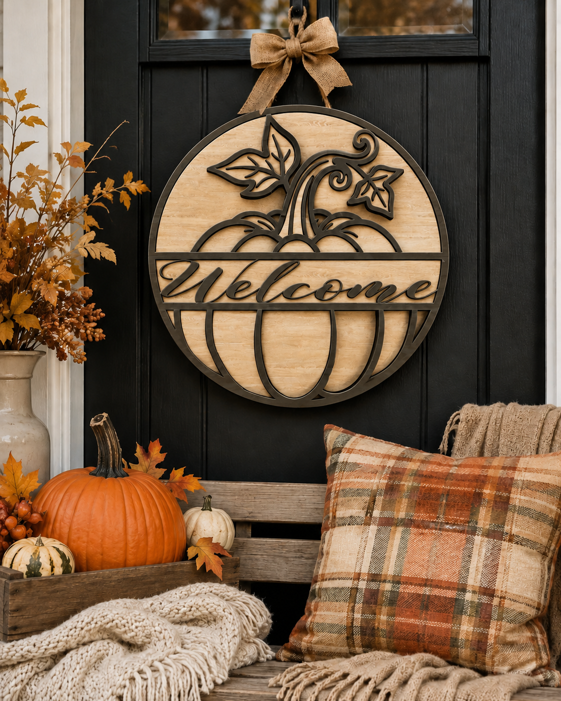 Fall Pumpkin Welcome Sign SVG | Glowforge Laser Cut File