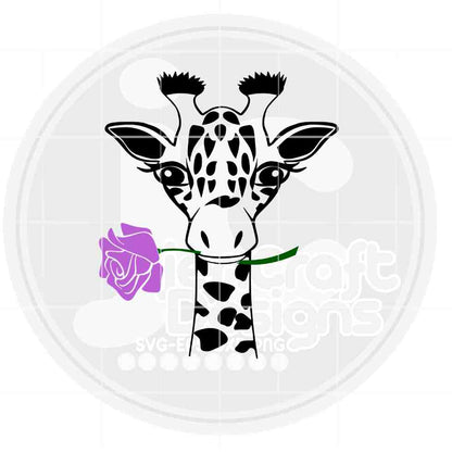 Giraffe Svg | Giraffe with Rose SVG EPS DXF PNG