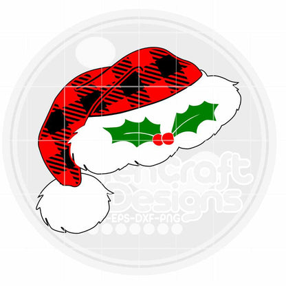 Christmas SVG | Plaid Santa Hat Monogram Frame SVG EPS DXF PNG