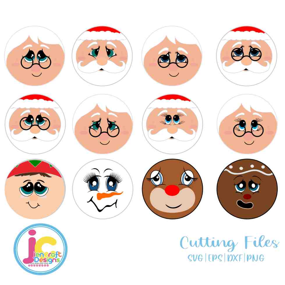 Round Christmas Sign svg | Santa Face SVG DXF PNG EPS JenCraft Designs