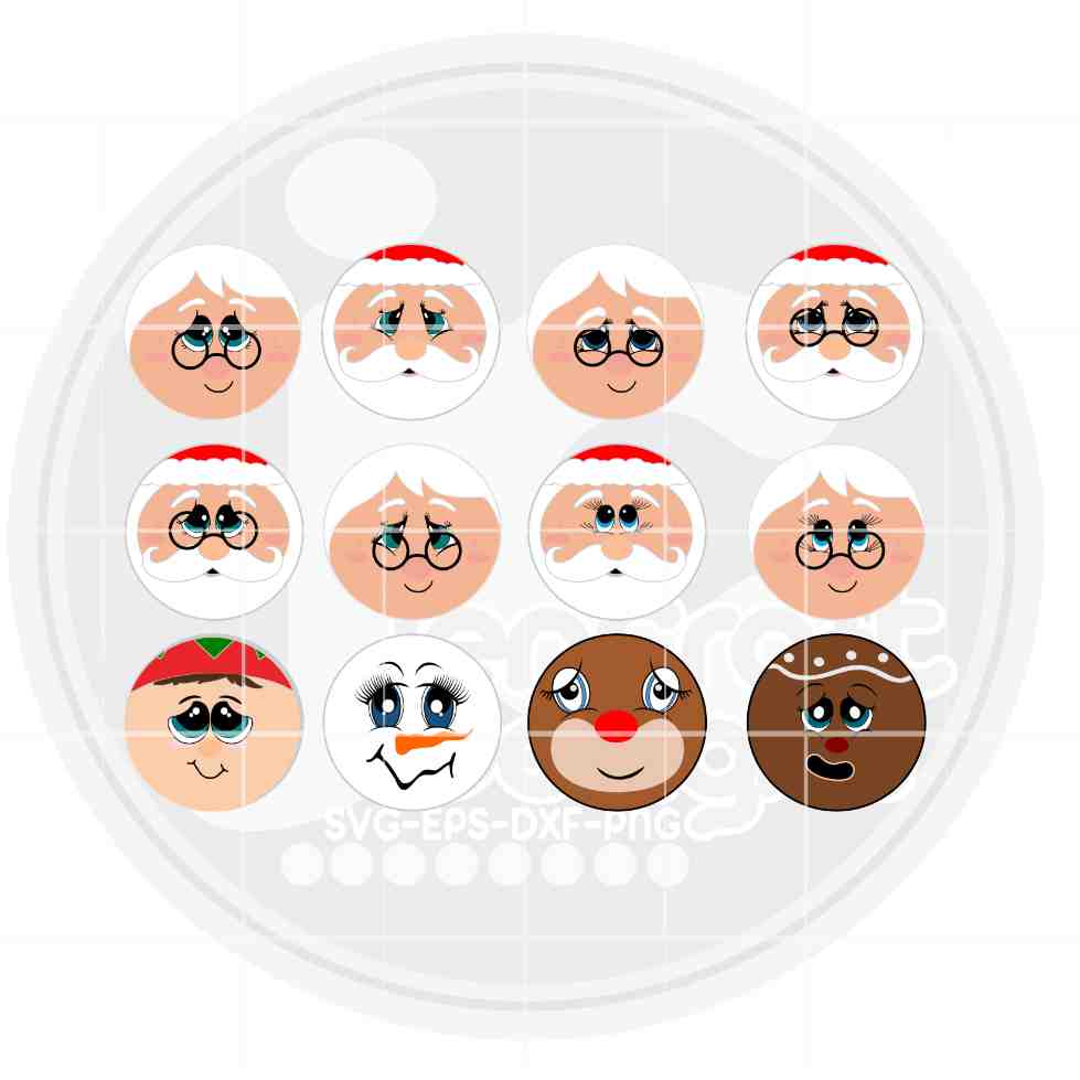 Round Christmas Sign svg | Santa Face SVG DXF PNG EPS JenCraft Designs