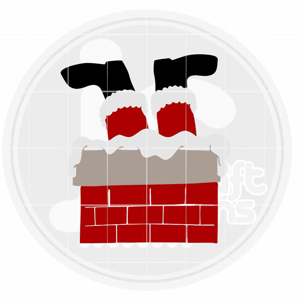Christmas Svg | Santa in Chimney SVG EPS DXF PNG JenCraft Designs