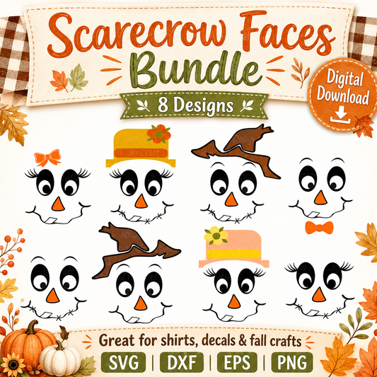 Scarecrow Face SVG EPS DXF PNG | Thanksgiving Cut File Bundle - JenCraft Designs