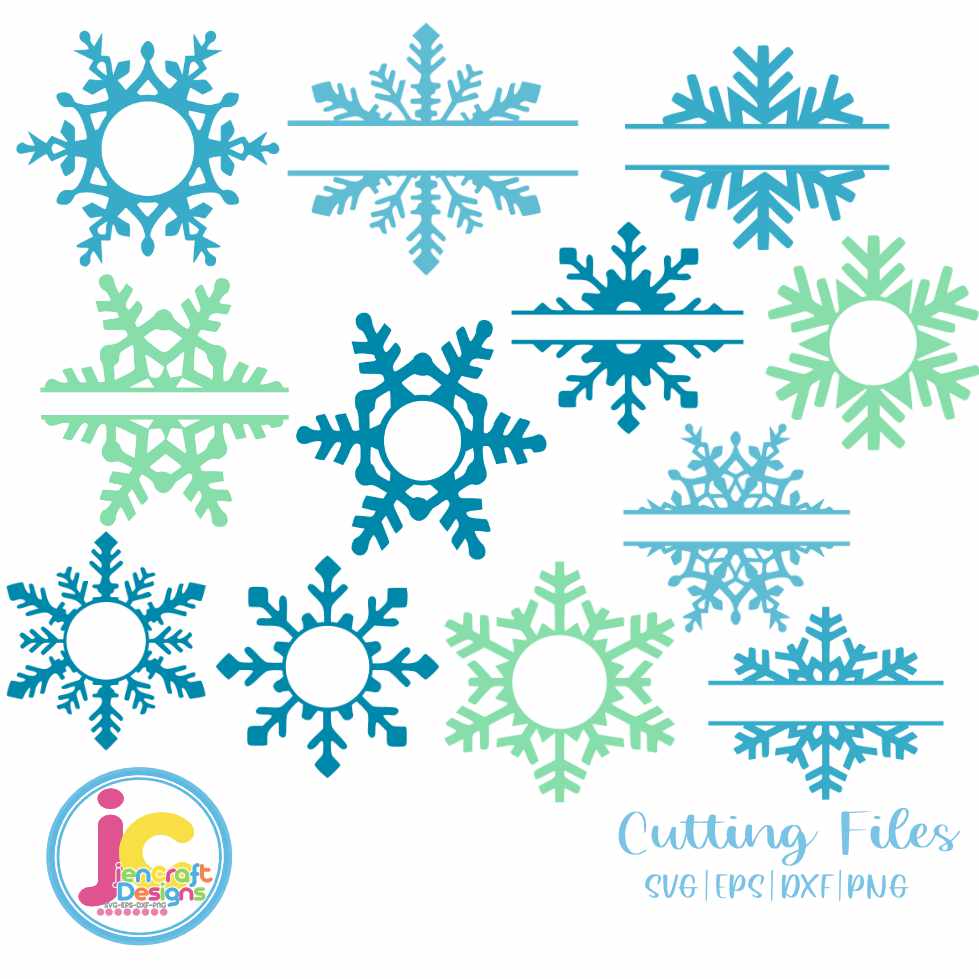 Snowflake svg | Snowflake Monogram SVG EPS DXF PNG Bundle JenCraft Designs