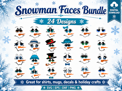 Snowmen Face SVG | Christmas Snowman Cut File SVG DXF PNG EPS