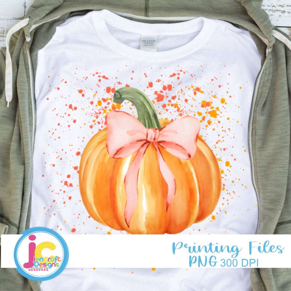 Watercolor Pumpkin PNG | Splatter Pattern Fall Sublimation Clipart for Shirts & Tumblers