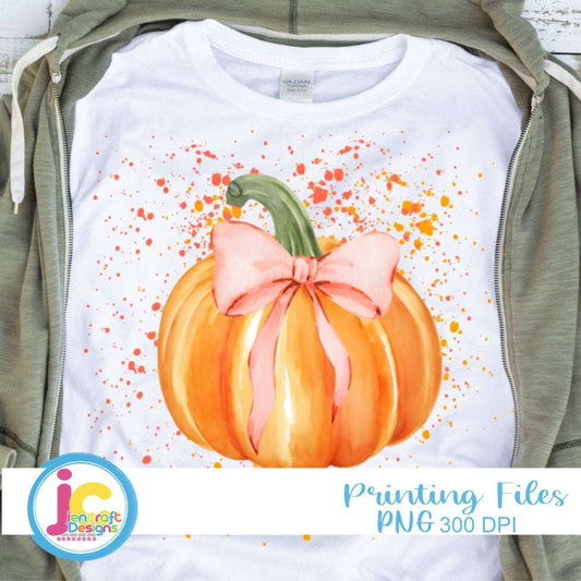 Watercolor Pumpkin PNG | Splatter Pattern Fall Sublimation Clipart for Shirts & Tumblers