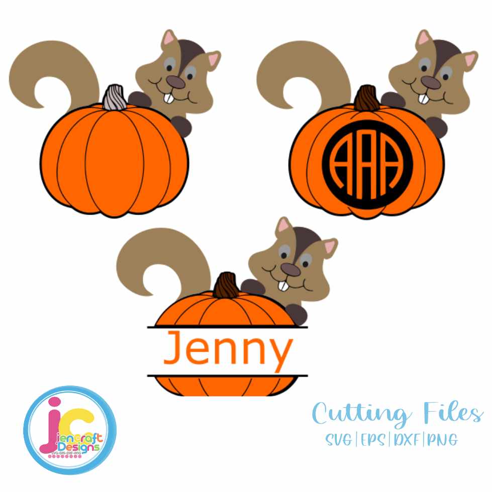 Fall Svg | Pumpkin Monogram Frame SVG DXF PNG EPS Bundle