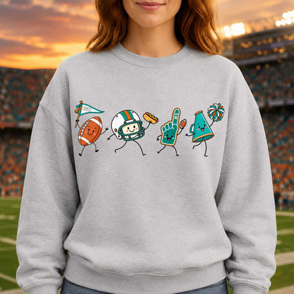 Teal orange white football doodle PNG sublimation design on sweatshirt – JenCraft Designs digital download