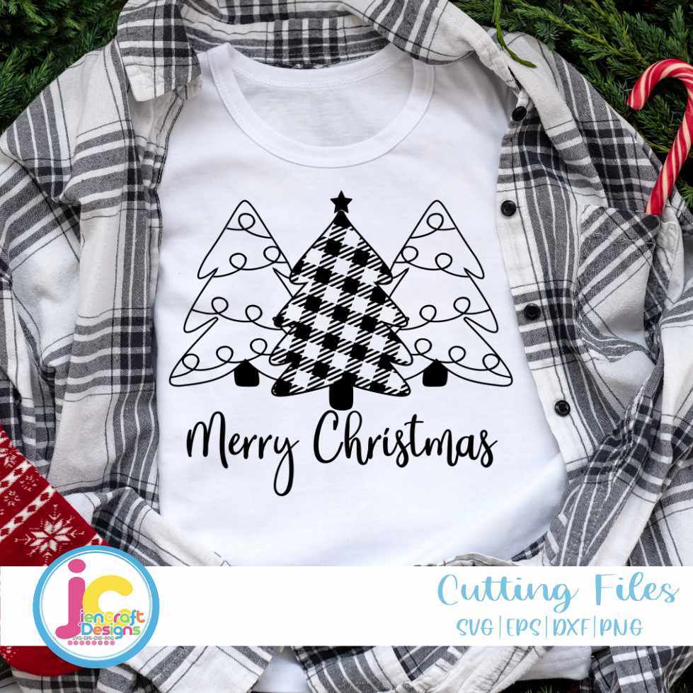 Merry Christmas svg | Plaid Trees  SVG EPS DXF PNG