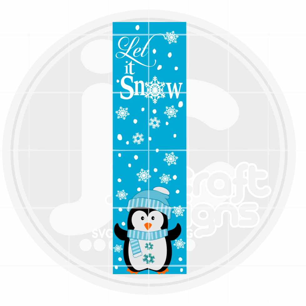 Vertical Porch Sign SVG | Let it Snow Penguin SVG EPS DXF PNG