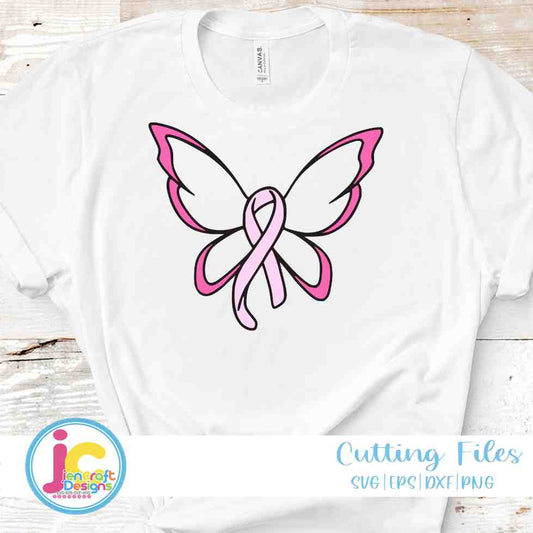 Breast Cancer Awareness | Cancer Ribbon Butterfly SVG EPS DXF PNG