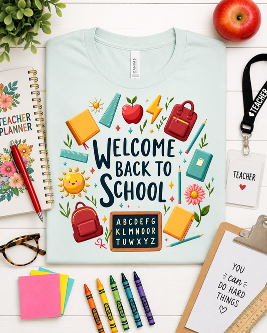 Retro School PNG | Welcome Back Teacher Sublimation Design