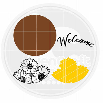 Sunflower Welcome Sign Laser Svg Eps Dxf Png Cut file - JenCraft Designs