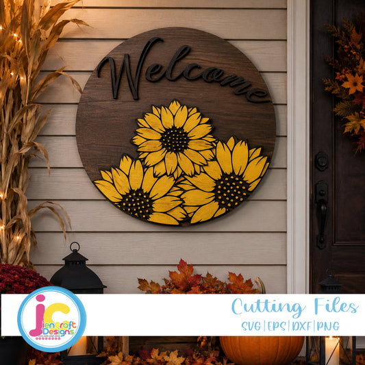 Sunflower Porch Sign SVG | Welcome Sign Cut File - JenCraft Designs