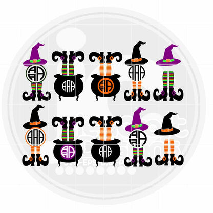 Witch Legs Monogram Frame SVG, EPS, DXF and PNG - JenCraft Designs