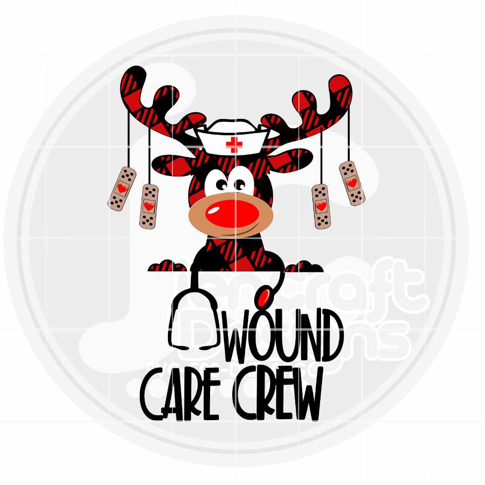 Christmas Svg | Buffalo Plaid Wound Care Christmas Reindeer Nurse SVG EPS DXF PNG