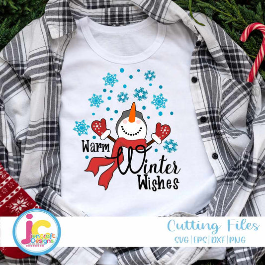 Snowman Svg | Warm Winter Wishes SVG EPS DXF PNG JenCraft Designs