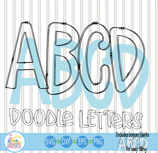 Blank Doodle Letters, Upper Alphabet SVG EPS DXF PNG