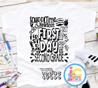 First Day of School svg, 2nd Grade Typography SVG EPS DXF PNG