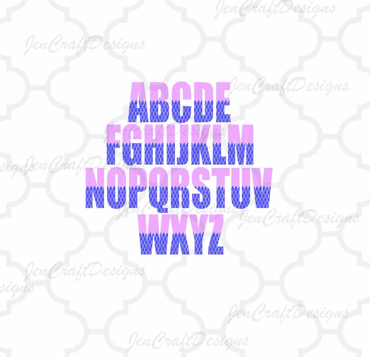 Mermaid AlphaBet SVG, EPS, DXF and PNG - JenCraft Designs