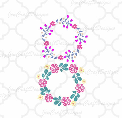 Floral Wreath Monogram Frame Svg Eps Dxf Png Cut File Bundle - JenCraft Designs