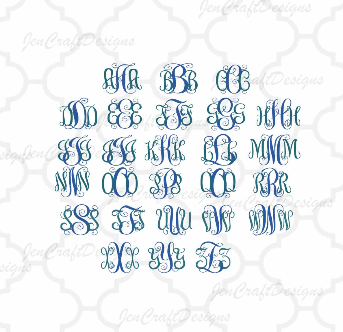 Exclusive Classy Locking Monogram AlphaBet SVG, EPS, DXF and PNG - JenCraft Designs