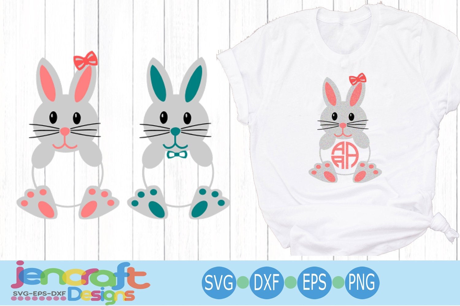 Easter Boy Girl Monogram Frame SVG, EPS, DXF and PNG - JenCraft Designs