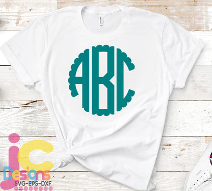 Scalloped Round AlphaBet, Monogram Letters SVG EPS DXF PNG